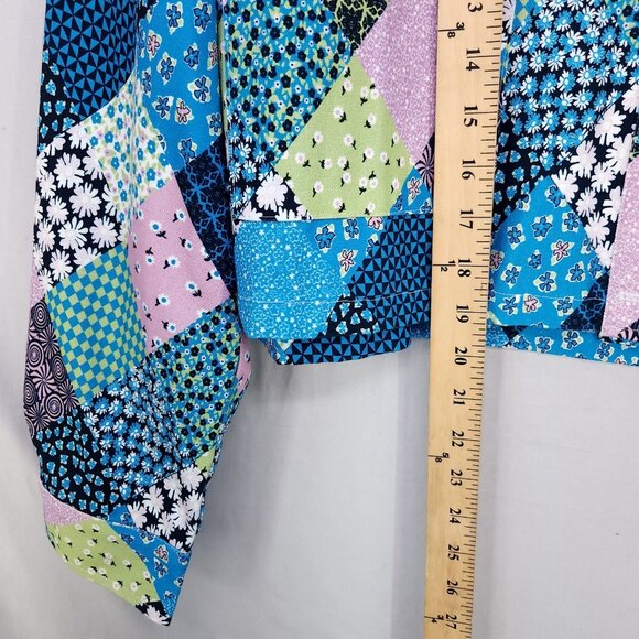 Another Girl Cropped Boxy Jacket Size 8 Patchwork Front Pockets Eclectic Boho - Picture 8 of 16
